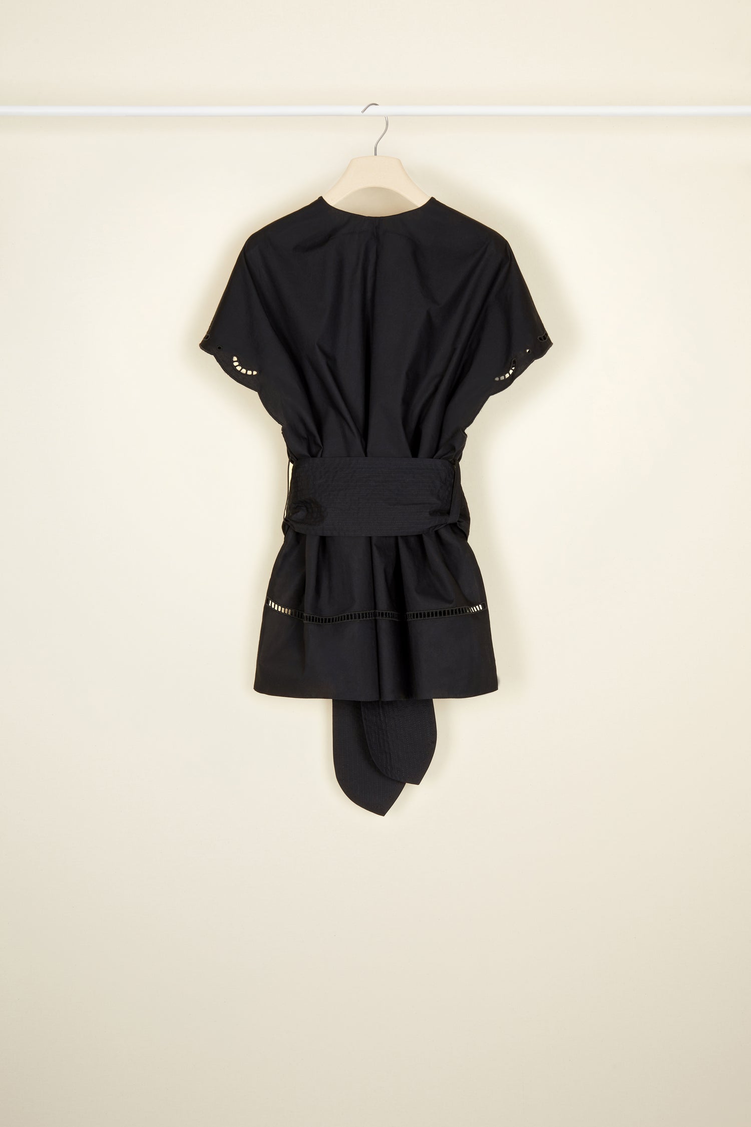 Haut en coton à broderie ajourée - Noir