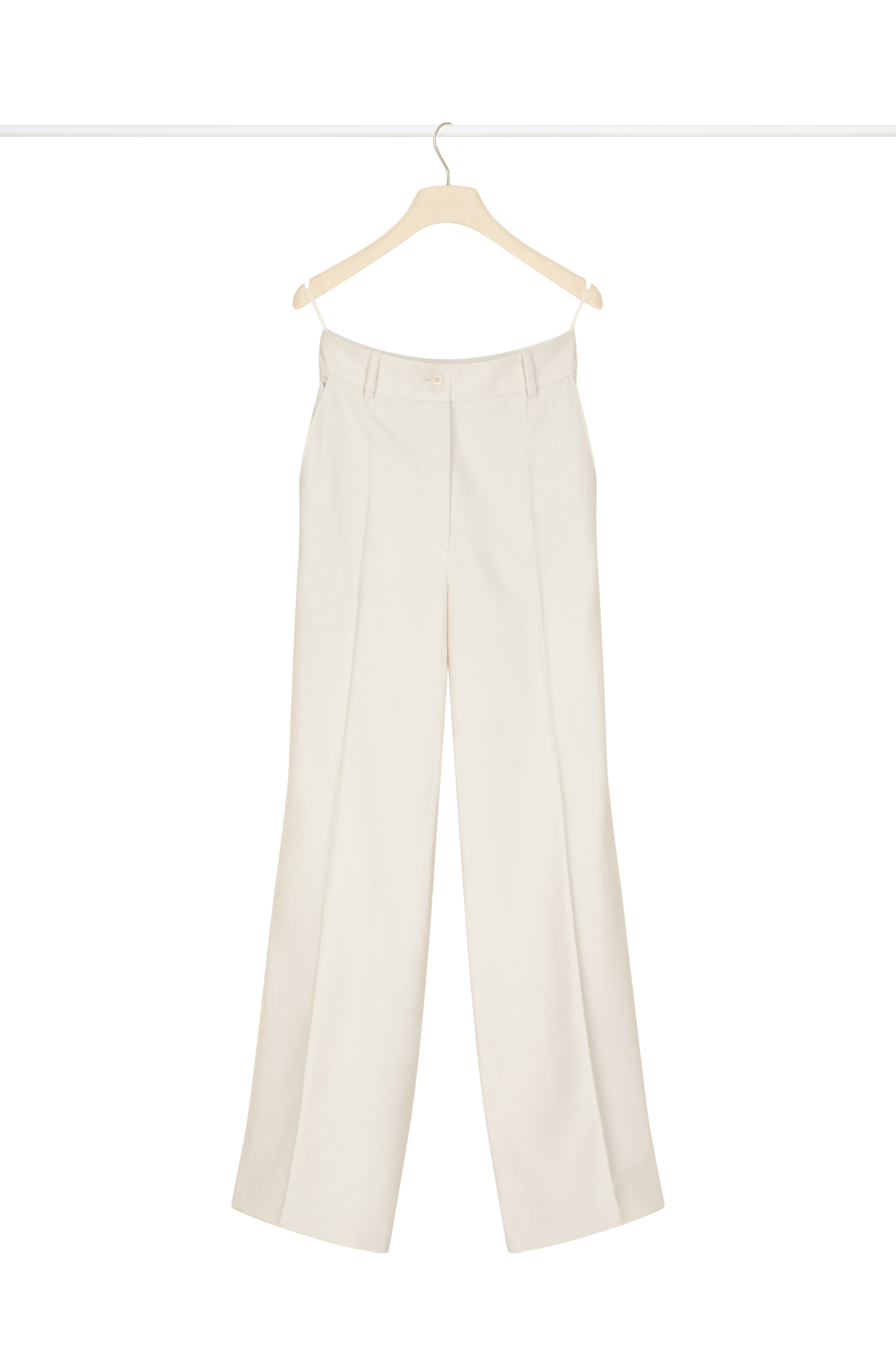 Pantalon droit en laine vierge
 - Champagne