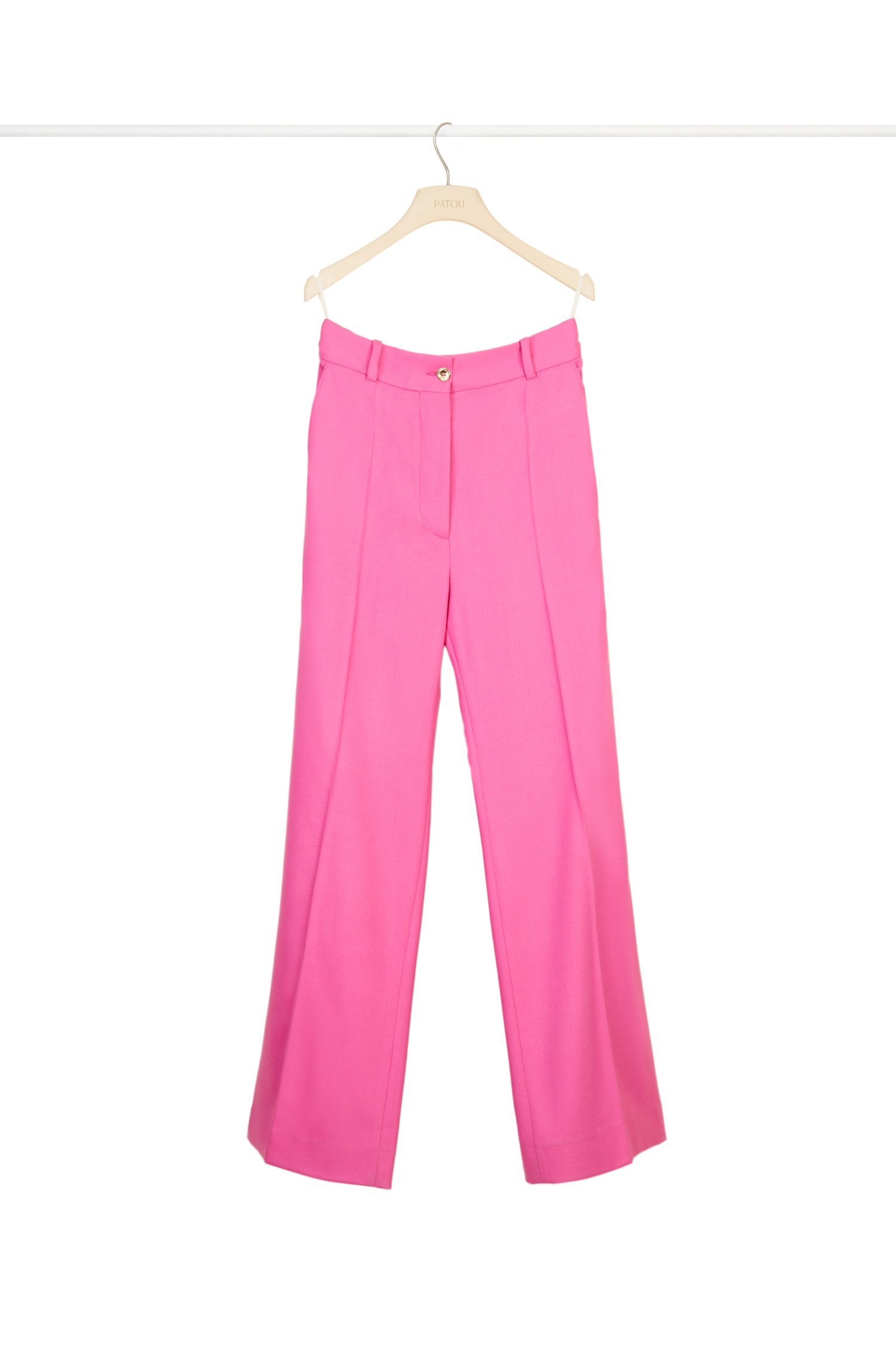 Pantalon droit en laine vierge - Framboise