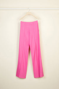 Pantalon droit en laine vierge - Framboise