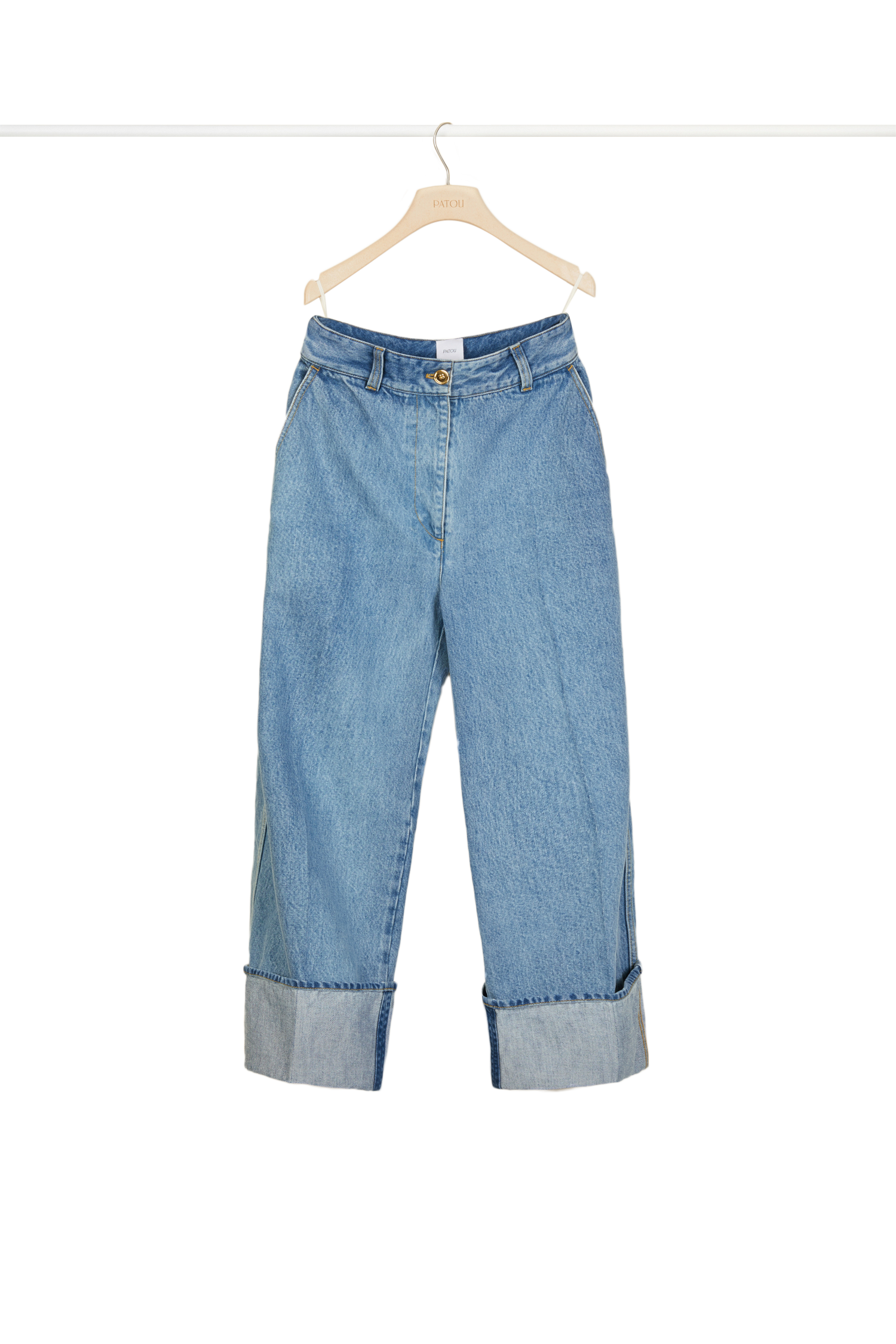 Pantalon en denim bio à revers - Blueberry