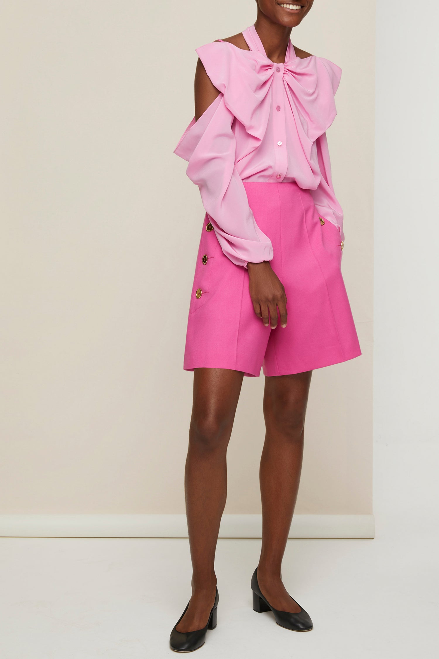 Short taille haute en laine vierge
 - Framboise