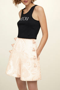 Short taille haute en jacquard - Fleur de Pêche