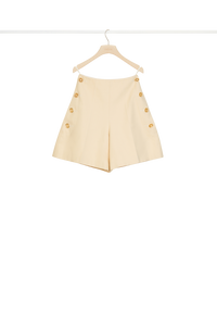 Short en coton à taille haute - Vanille
