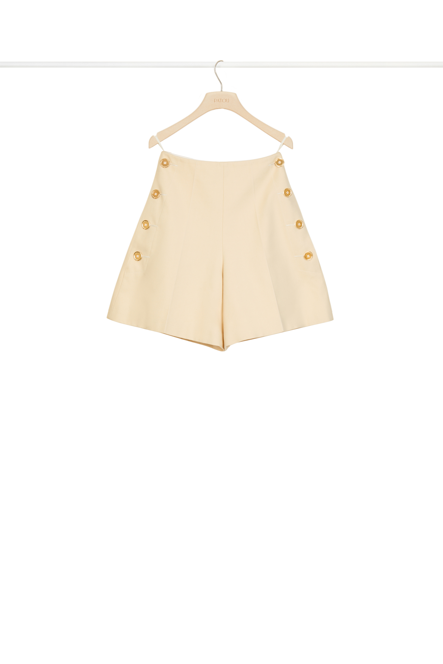 Short en coton à taille haute - Vanille