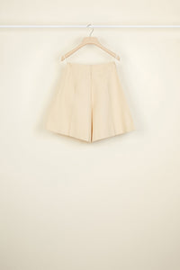 Short en coton à taille haute - Vanille