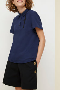 Short en coton à taille haute - Noir