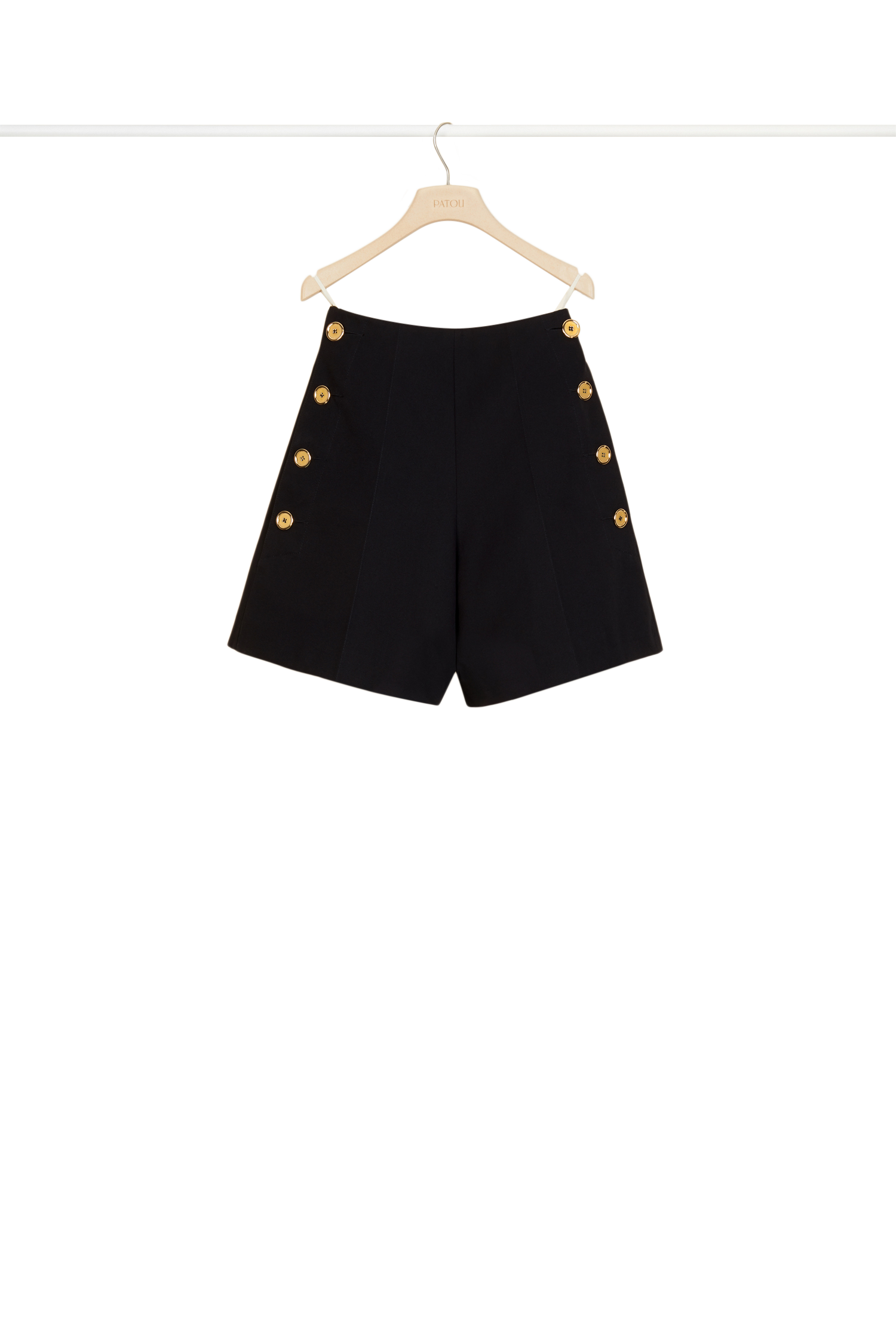 Short en coton à taille haute - Noir