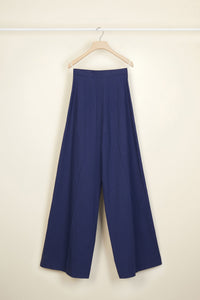 Pantalon ample en seersucker - Bleu Persan
