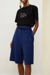 Short fluide en laine d'été - Bleu Persan
