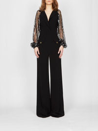Combinaison E.Franchi manches en tulle - Noir