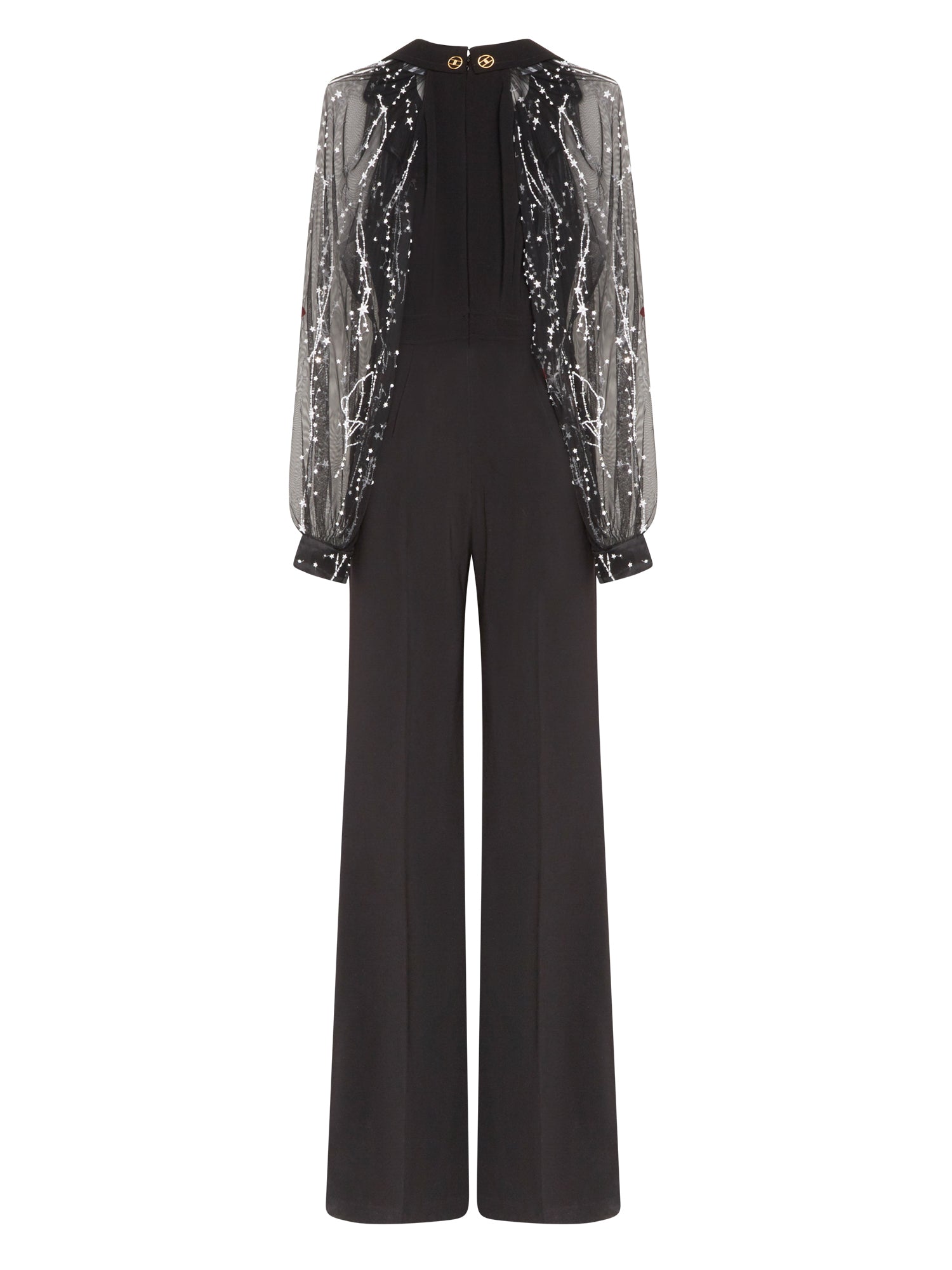 Combinaison E.Franchi manches en tulle - Noir