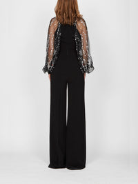 Combinaison E.Franchi manches en tulle - Noir