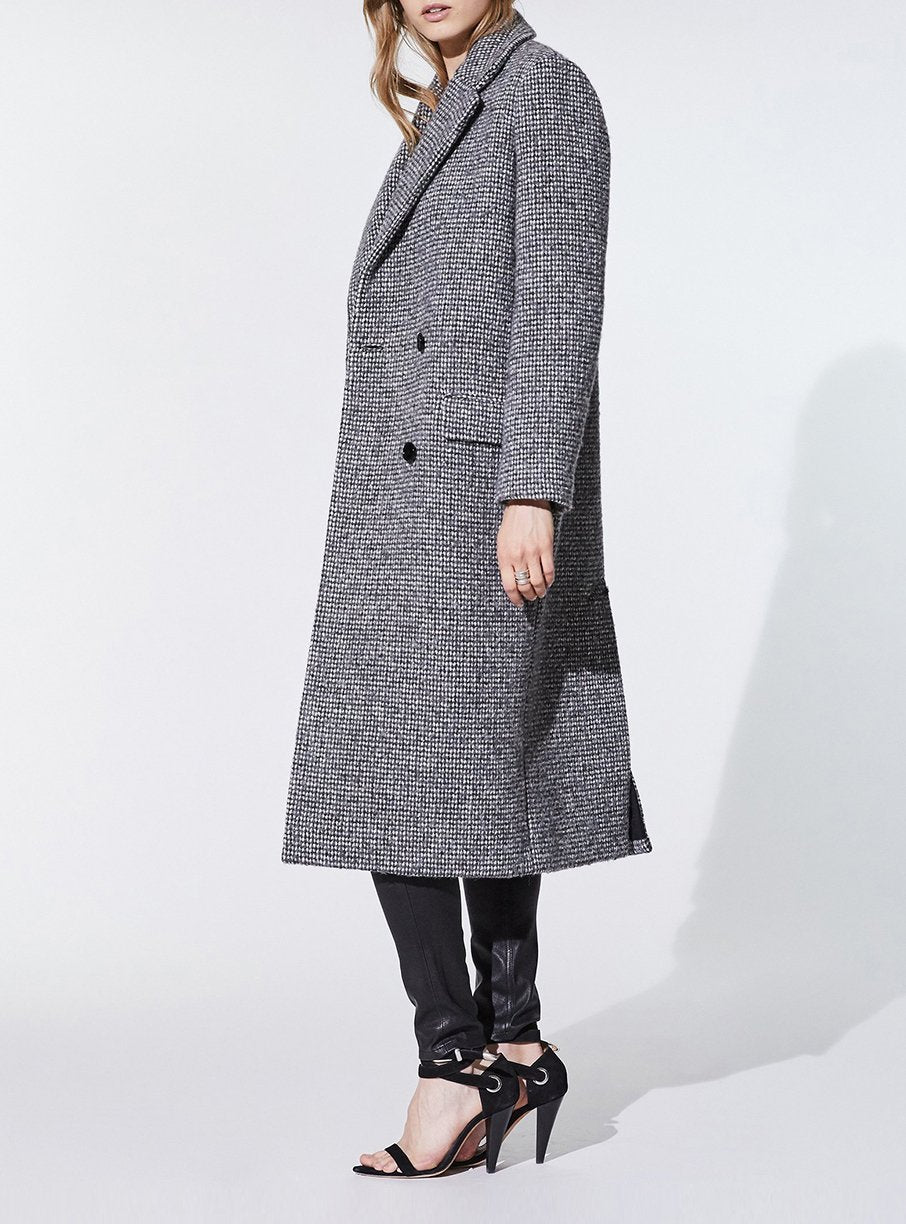 Manteau Sikinos en laine - Grey & Ecru