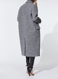 Manteau Sikinos en laine - Grey & Ecru