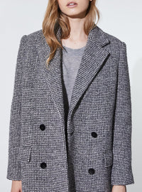 Manteau Sikinos en laine - Grey & Ecru