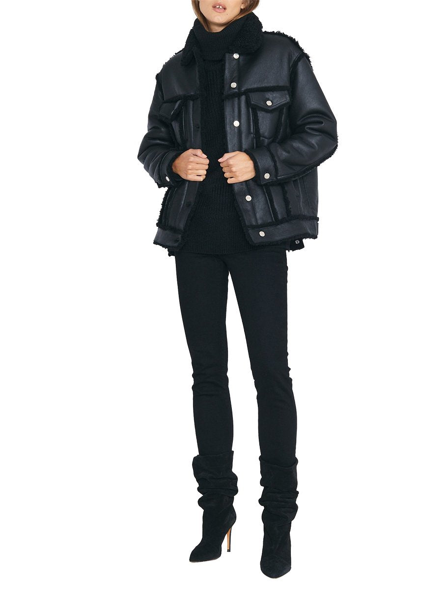 Peau Lainée Kwood en cuir - Black
