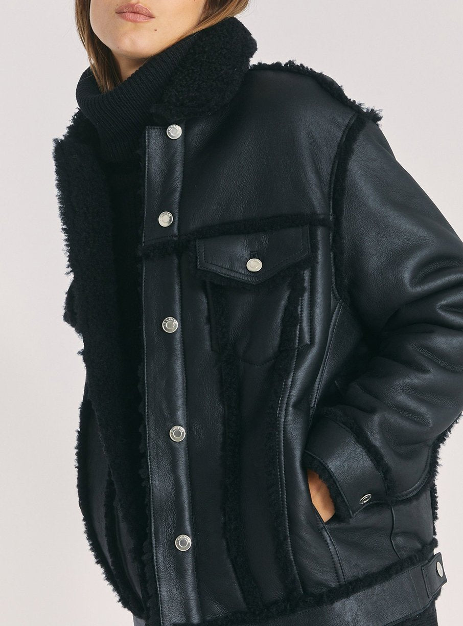 Peau Lainée Kwood en cuir - Black