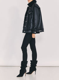 Peau Lainée Kwood en cuir - Black