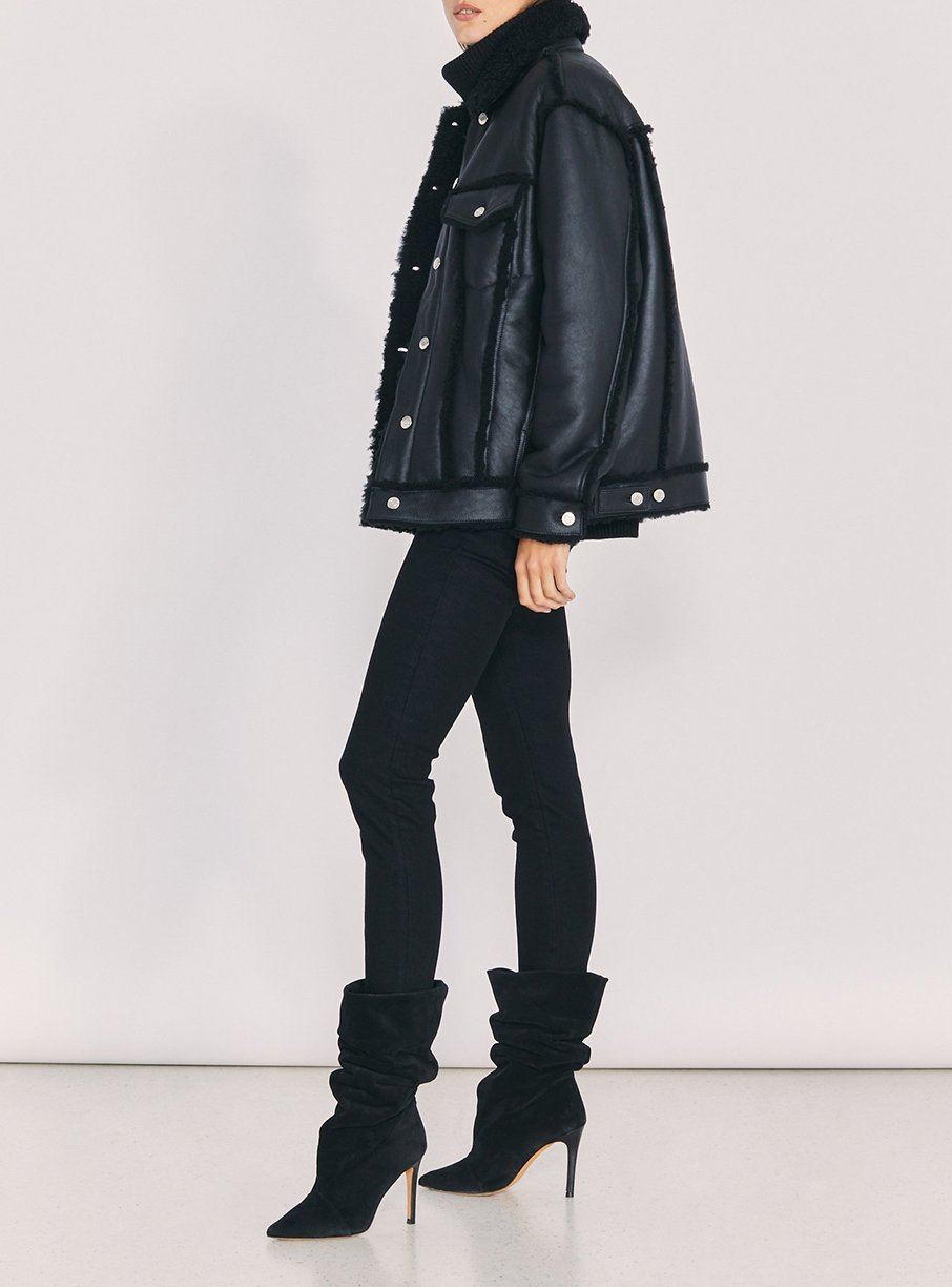 Peau Lainée Kwood en cuir - Black