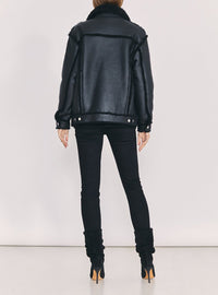 Peau Lainée Kwood en cuir - Black