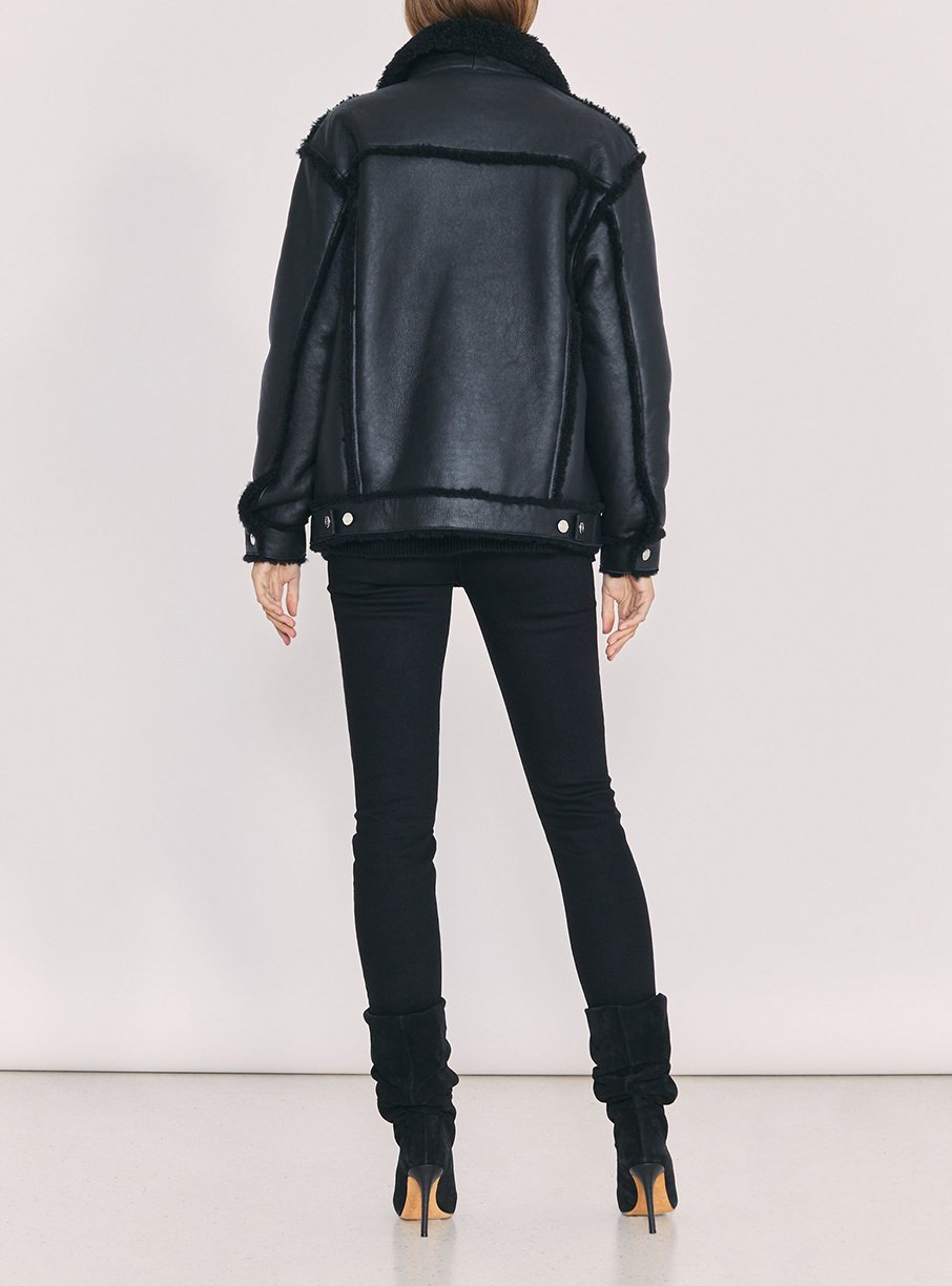 Peau Lainée Kwood en cuir - Black
