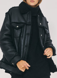 Peau Lainée Kwood en cuir - Black