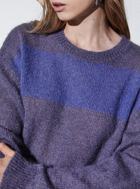 Pull Elkins en mohair - Stripe Blue