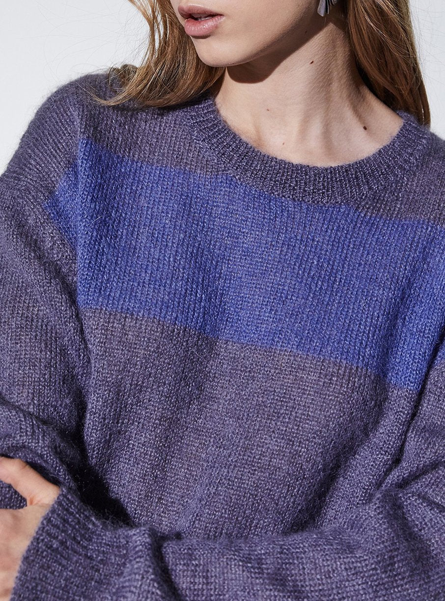 Pull Elkins en mohair - Stripe Blue