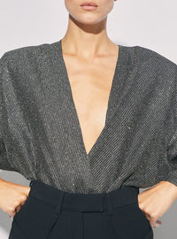Top Banjo en soie - Black & Silver