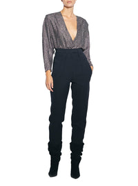Top Banjo en soie - Black & Silver