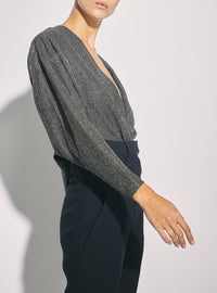 Top Banjo en soie - Black & Silver