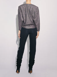 Top Banjo en soie - Black & Silver