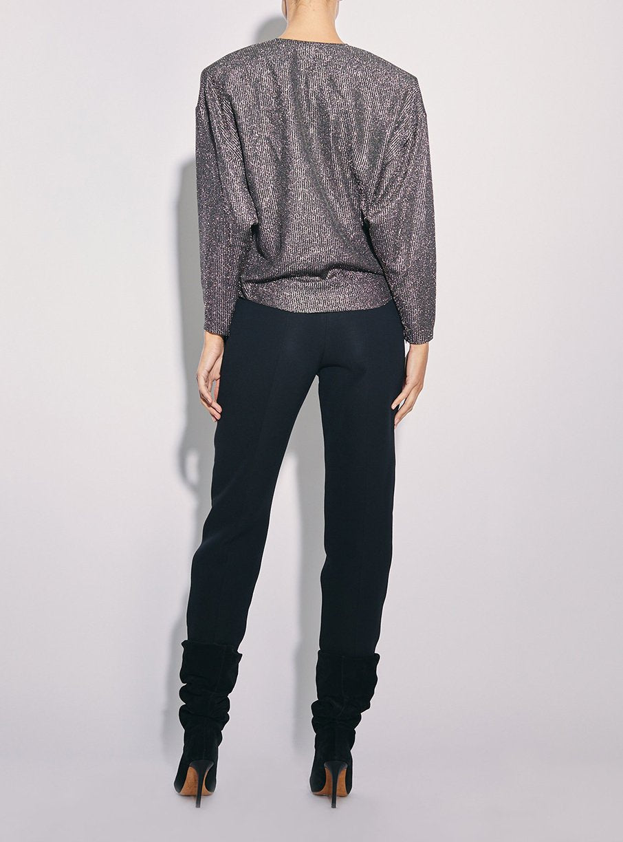 Top Banjo en soie - Black & Silver