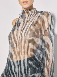 Top Gaiane en soie - Black Zebre Washed Grey