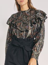 Top Meysam en soie - Black Multico