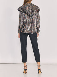 Top Meysam en soie - Black Multico