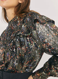 Top Meysam en soie - Black Multico