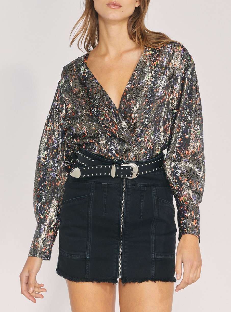 Top Milana en soie - Black Multico