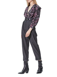 Top Vulca en soie - Black & Burgundy