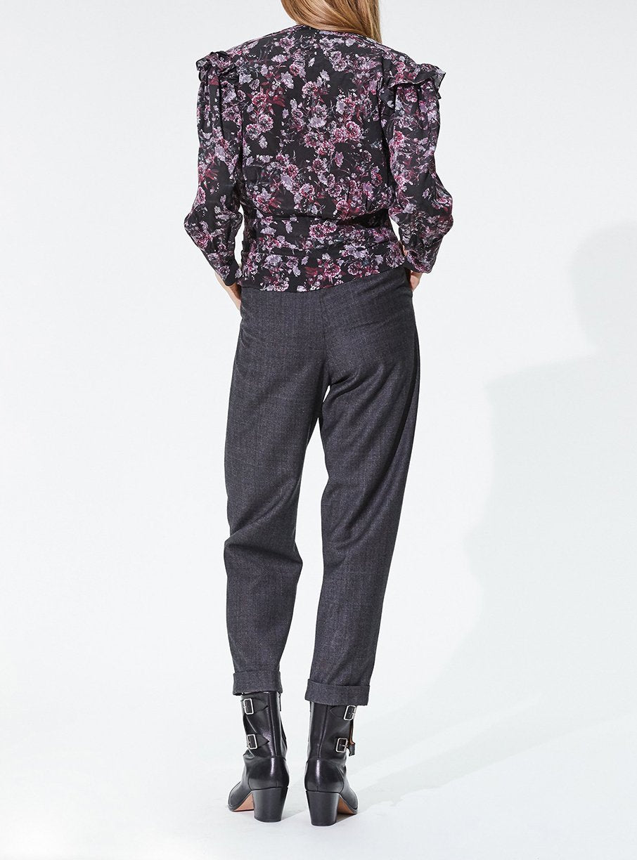 Top Vulca en soie - Black & Burgundy