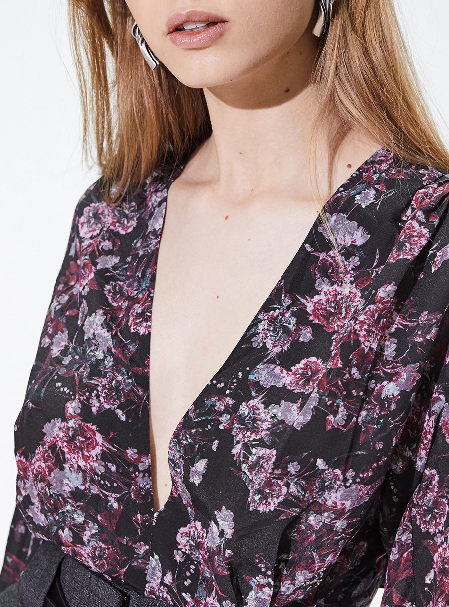 Top Vulca en soie - Black & Burgundy
