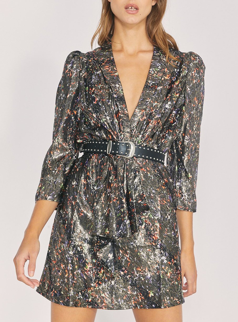 Robe Milad en soie - Black Multico