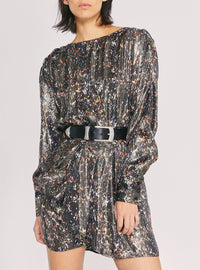 Robe Moseny en soie - Black Multico