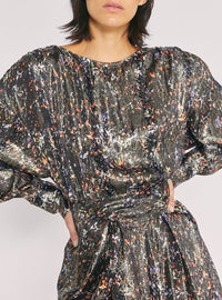 Robe Moseny en soie - Black Multico