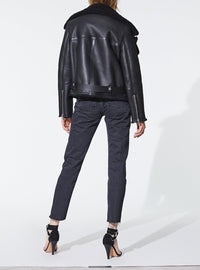 Peau Lainée Dries en cuir - Black
