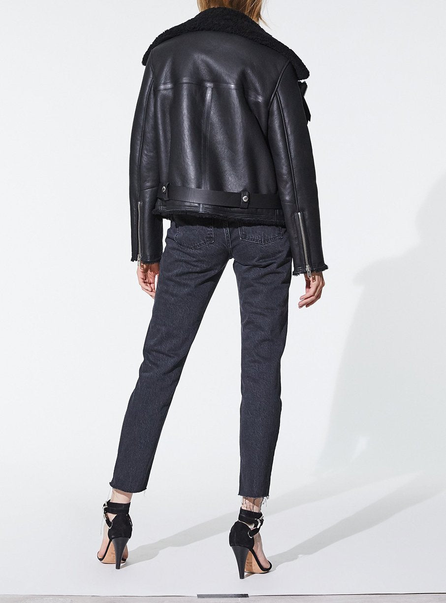 Peau Lainée Dries en cuir - Black