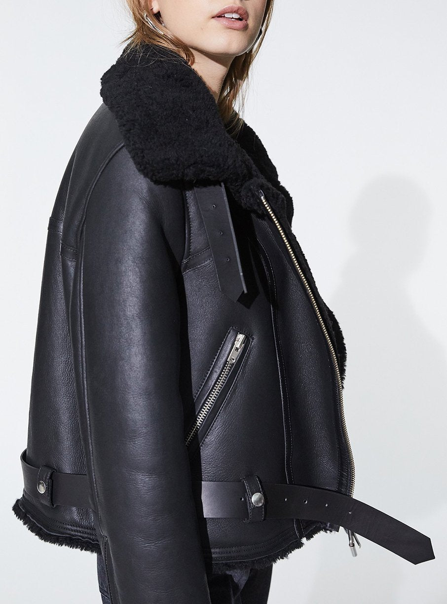 Peau Lainée Dries en cuir - Black