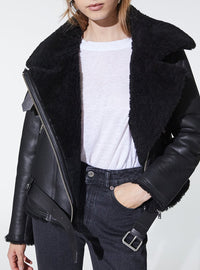 Peau Lainée Dries en cuir - Black