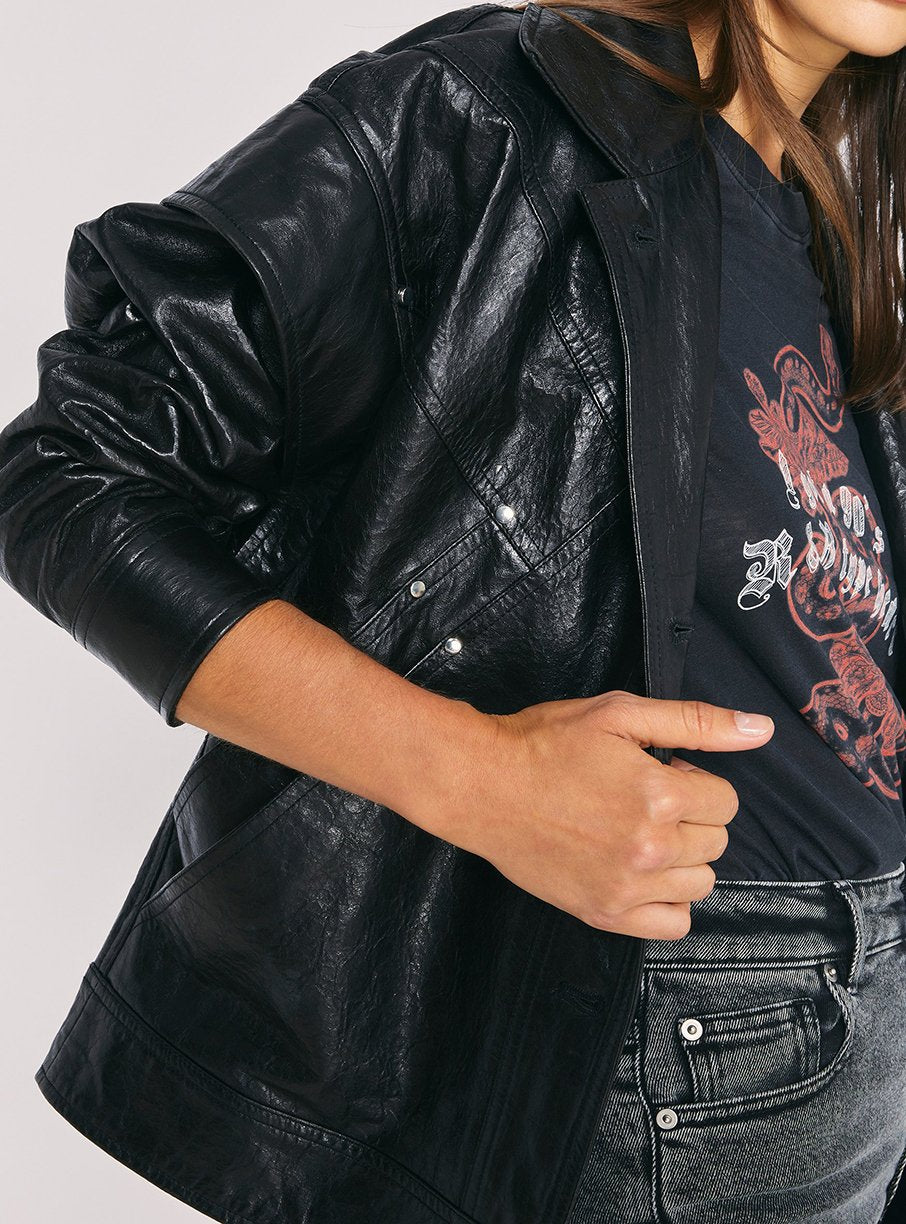 Blouson Malaspy en cuir - Black